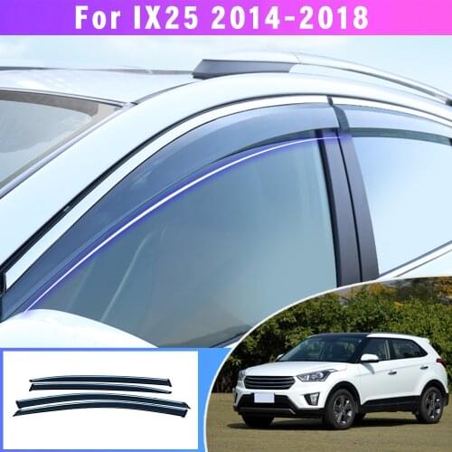 Car Styling For Hyundai IX25/Creta 2014 2015 2016 2017 2018 Smoke Window Sun Rain exterior visor Deflector Guard Accessories4PC
