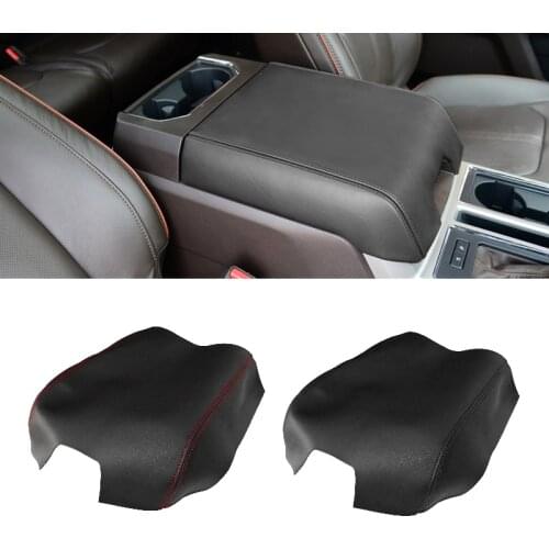 For Ford F150 2015 2016 2017 2018 2019 Microfiber Leather Center Console Lid Armrest Pad Cover Trim Bench Seat