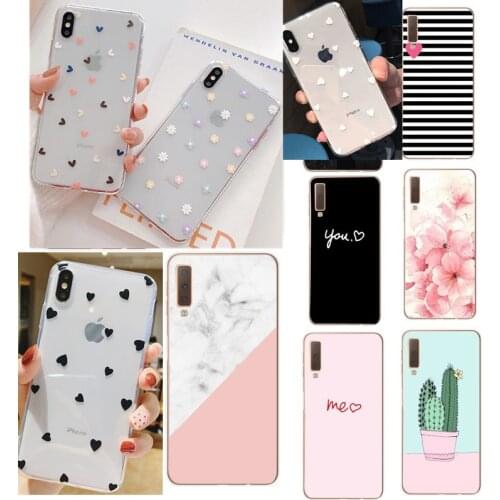 For Samsung Galaxy A7 2018 A750F Case Cover Soft Silicone Lover Painting TPU Case For Samsung J4 J6 J8 2018 S7 Edge Fundas Bag