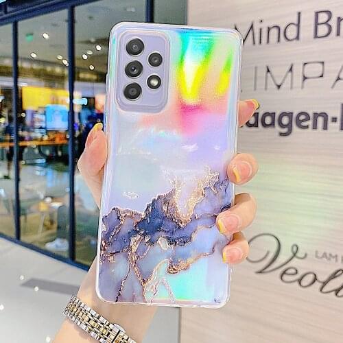 Laser Watercolor Painting Phone Case For Samsung A72 A52 A82 A32 A12 A22 A02S Clear Case For Samsung S21 Ultra Plus S21 FE Cover