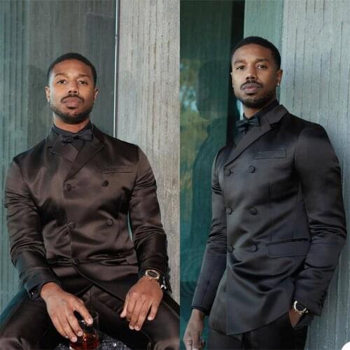 2 Pcs Black Wedding Tuxedos for Men Plus Size Jacket Pants Double Breasted Groom Groomsmen Suit Mens' Business Formal Wear
