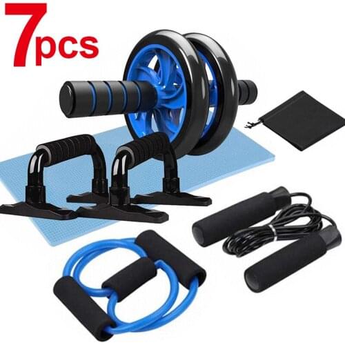 Home Fitness Equipment Gym Abdominal Press Roller Wheel Resistance Band Jump Rope Push Up Bars Set Training Exercise Equipment