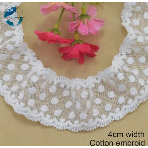 2yard 4cm width Cotton embroid lace sewing ribbon guipure trims or fabric warp knitting DIY dolls Accessories wedding lace#3883