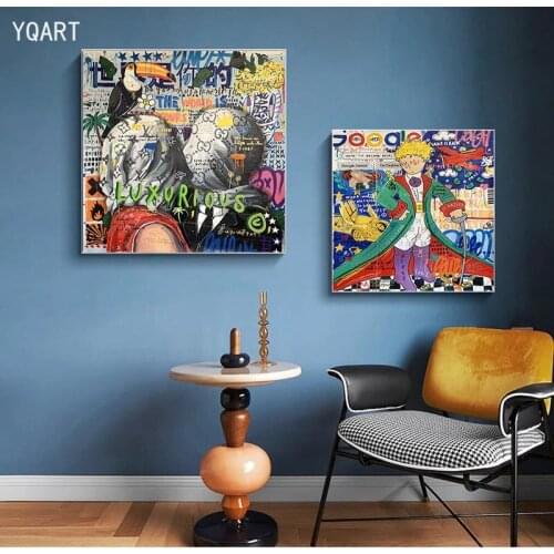 Graffiti Lover Clocks Mona Lisa Street Art Canvas Print Painting Abstract Figure Wall Picture Living Room Home Decoration Poster