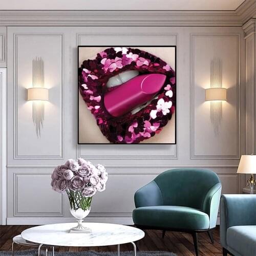 Nordic Canvas Paintings Prints Sexy Gold Lip Home Decor Posters Wall Art Modular Pictures For Living Room Bedroom Cuadros