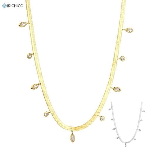 Kikichicc 100% 925 Sterling Silver Gold Zircon Charm Choker Necklace Luxury Women Fashion Jewelry For Women Crystal Jewels