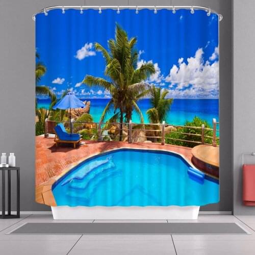 Beautiful beach scenery curtains curtain shower curtain Bathroom curtain Shower curtain Curtains for kitchen Shower curtains