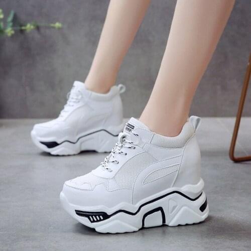 Fashion Hidden Heels Wedge Platform Sneakers Women Casual Lace Up Thick Bottom Walking Shoes Woman Non Slip Zapatillas de mujer