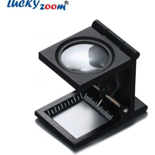 10x Metal Desk 2 LED Magnifier Optical Lens Black Foldable Printing Cloth Magnifying Glass W/ Scale Pointer Loupe Free Shipping