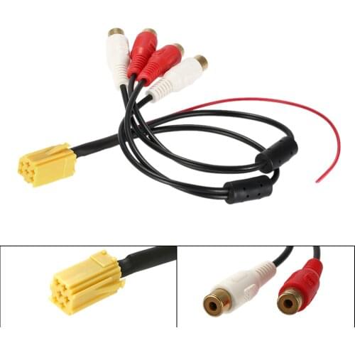 Mini 6 Pin ISO Adapter Aux Line Out 4 Chinch Kabel 4 RCA Plug for VW Seat Skoda Blaupunkt VDO Audi Ford