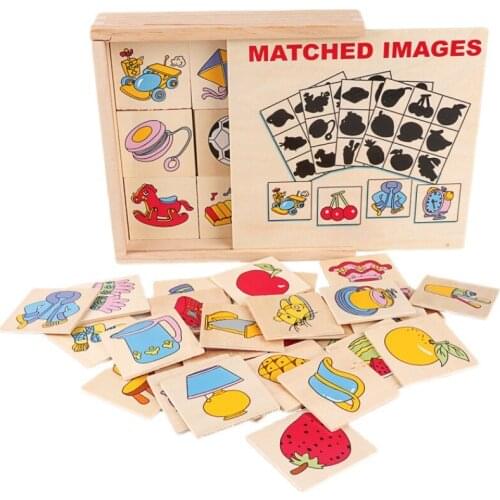 Montessori Find the Shadow Shape Matching Game Wooden Puzzle Card Picture Shadow Correspondence Box Educational Toy For Children