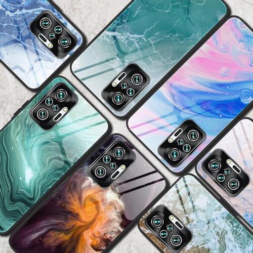 Marble Glass Case for POCO F3 POCO X3 Pro Tempered Glossy Back Cover For POCO M3 POCO X3 NFC F2 Pro Fundas