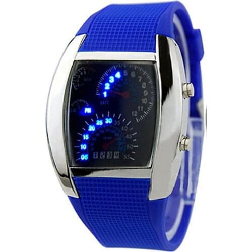 Men Fashion LED Sport Rubber Band Digital Week Date Dashboard Pattern Dial Watch Mas-culino woman Mens Watch Large Dial Milit
