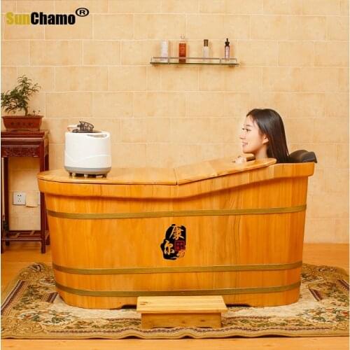 High Quality Bathtub Cask Adult Barrel Bath Tub Solid Wood Small Bathroom Tub Wooden Bath Household Barrel Tub