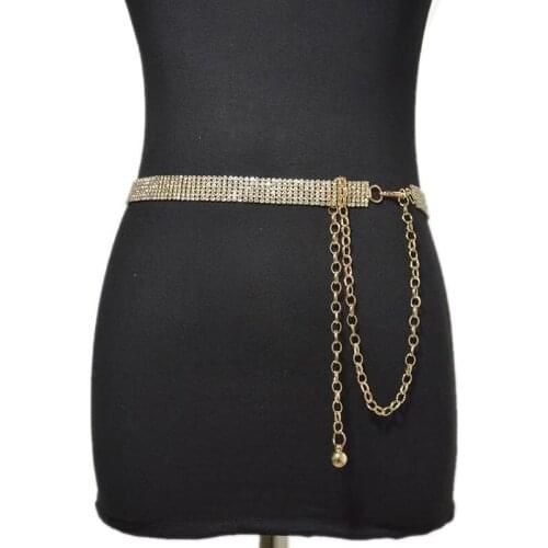New womens 6-Row Rhinestone waist chain fashion thin womens chain lady elegant luxury belly dance Rhinestone Belt