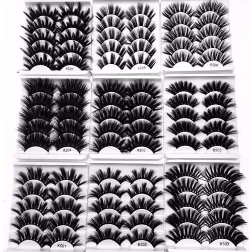 NEW 5 Pairs 3D Mink Hair False Eyelashes Criss-cross Wispy Cross Fluffy 22mm-25mm Lashes Extension Handmade Eye Makeup Tools