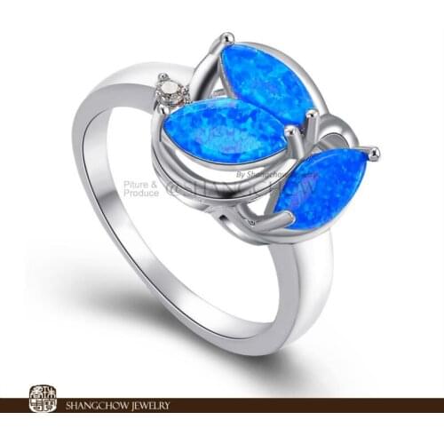 New! Vintage in Fashion Jewelry Blue Fire Opal 925 Sterling Silver womens Ring RP0006