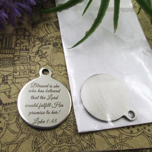 20pcs--"blessed is she who has believed"stainless steel charms 5 styles for choosing DIY Charms for necklace bracelets