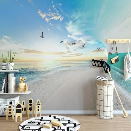 Drop Shipping Custom 3D Photo Wallpaper Sandy Beach Sea Sky Nature Landscape Large Murals Background Papier Peint Mural 3D