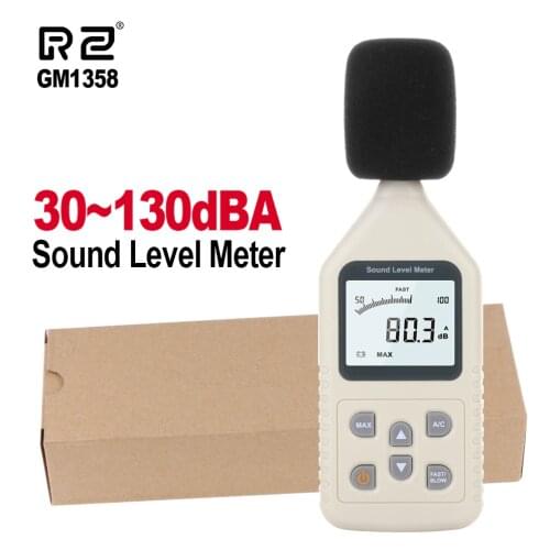 RZ Digital Sound Level Meter Meters Noise Tester In Decibels LCD A/C FAST/SLOW DB Screen GM1358 30-130dB