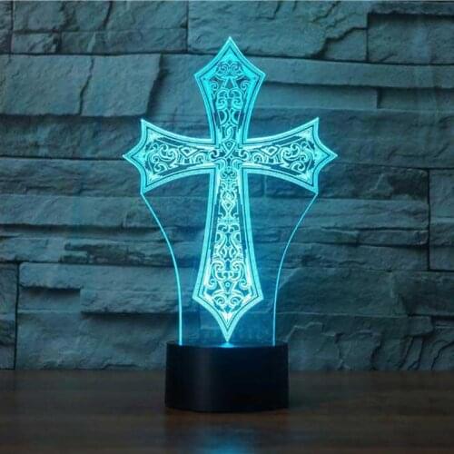 [Seven Neon]Jesus Christ Cross Acrylic 7Colors Desk Lamp 3D Lamp Novelty Led Night Light Millennium Falcon Light