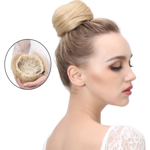 Fake Hair Bun Extension Clip in on Synthetic Hair Tail Donut Drawstring Chignon Hairpiece Updo Hair Piece Ponytail For Women Q3