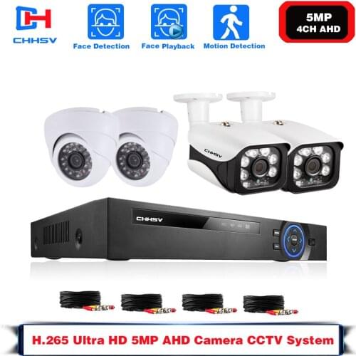 4CH DVR CCTV System 4PCS Cameras 1080P 5MP Video Surveillance Set 4CH 5 in 1 DVR Infrared AHD CCTV Camera Security System Kit