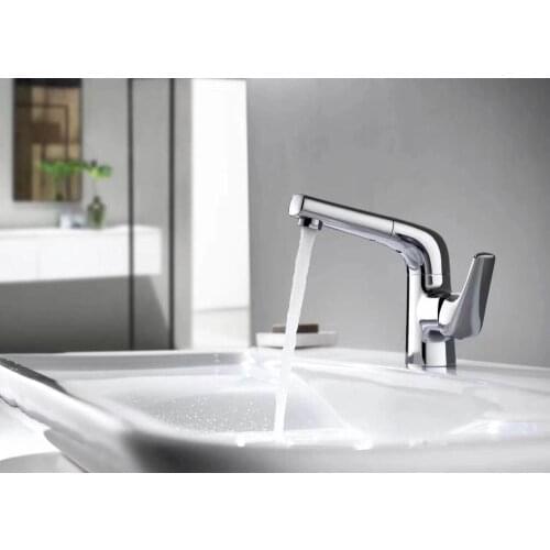 Free ship Chrome /Black pull out kitchen spray faucet mixer tap Single hole handle New deck mounted classic