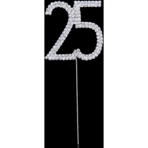 Rhinestone Crystal Number Cake Topper Wedding Birthday Party Decoration Silver Number 10 18 20 21 25 50 60 70 Cake Accessory