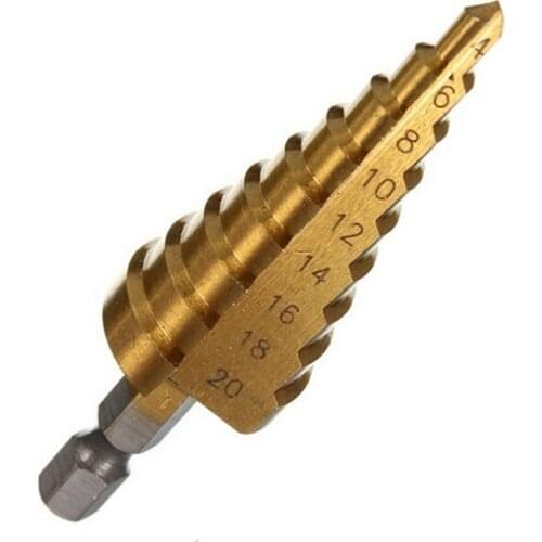 HSS Titanium Coated Step Drill Bit 4-12 4-20 Drilling Power Tools Metal High Speed Steel Wood Hole Cutter Cone Drill