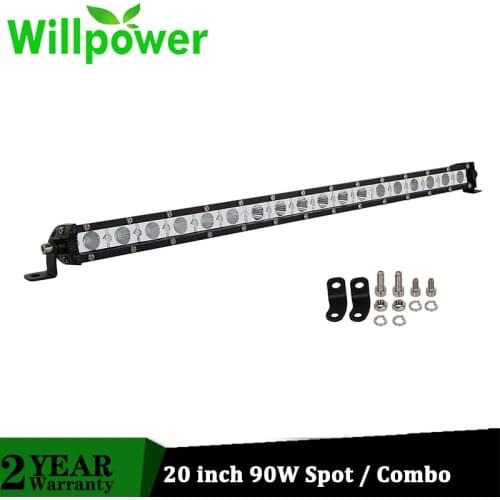 20 inch 90W Slim LED Light Bar Flood Spot Beam LED Car Work Lights Driving Fog Lamp for 4x4 Truck ATV SUV UTV 12V 24V