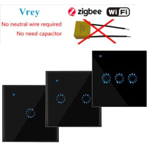 EU/UK Zigbee Smart Switcher Touch Switch Light Switch No neutral wire, no capacitor Work Google Home Alexa Control Voice Control
