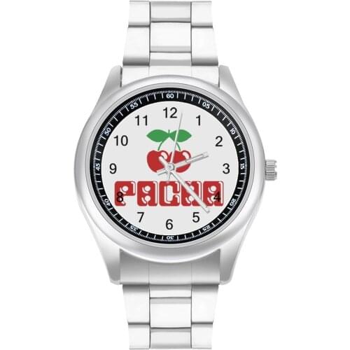 Cherry Quartz Watch Photo Classic Wrist Watch Stainless Wideband Home Couple Wristwatch