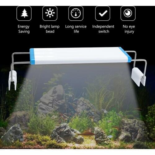 Waterproof Fish Tank Slim Luminaire Adjustable US/EU Plug Aquarium Light White Blue Lighting Plant Lamp AC 90-260V LED Decor