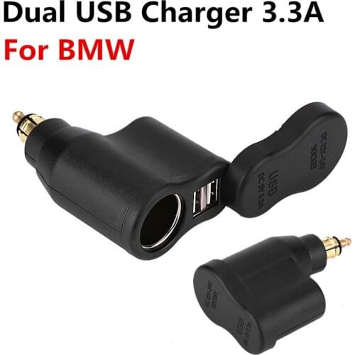 3.3A Dual USB Charger Cigarette lighter Motorcycle Power Adapter Waterproof for BMW Hella DIN Motor Socket Cigarette Lighter