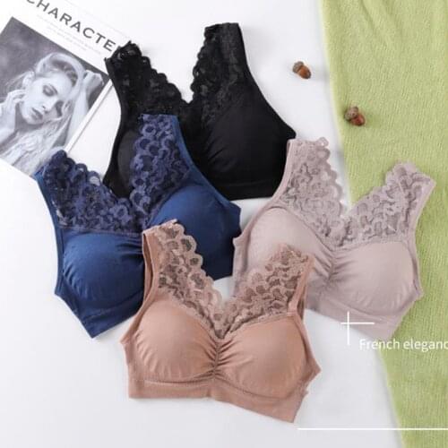 Women Rimless Bras Underwear Wireless Seamless Bra With Padded Plus Size Sexy Lace Bra Women lingerie bralette for summer black