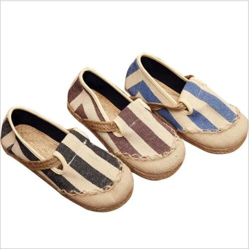 Cotton hemp women cloth shoes Japanese Ethnic stripe grass woven linen shoes comfortable breathable Fabric Shoes Asian Girl