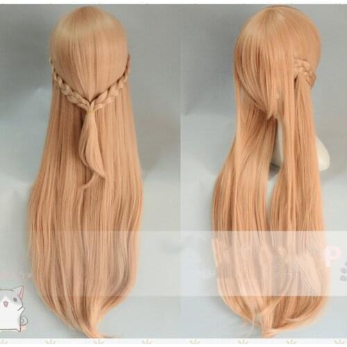 Anime Sword Art Online Yuuki Asuna Long wig Cosplay Costume SAO Yuki Asuna Women Synthetic Hair Halloween Party Role Play wigs