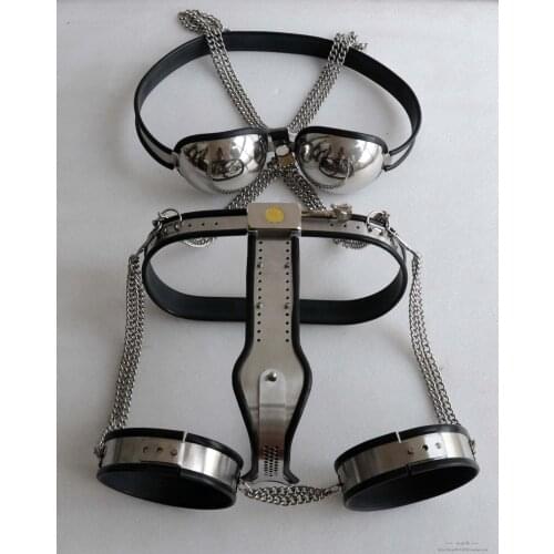 Female chastity belt 3 in1 sex bondage restraints set,Bra underwear leggings sex bondage,female sex slave fetish bdsm bondage