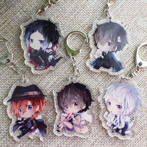 1pcs Anime Keychain Bungo Stray Dogs Acrylic Atsushi Nakajima Nakajima Armed Detective Keychain Keyring Pendant