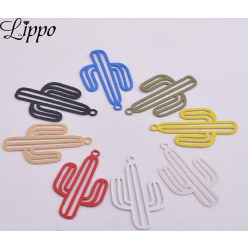 100pcs AC10094 14*22mm Plant Cactus charm Silver-plate Pendant for Necklace Charm Jewelry Making Accessory