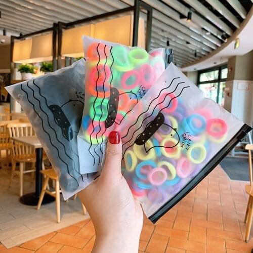 100pcs Elastic Hair Bands Women Girl Kid Safe Hair Rubber Rope Tie Ring Ponytail Bun Scrunchy Hair Accessories Ornament Headwear