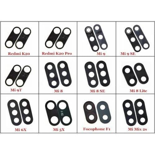 100x Rear Back Camera Glass Lens with Adhesive sticker For Xiaomi Mi 5X 6X Mi 8 9T 9 SE Lite Mix 2S Pocophone F1 Redmi K20 Pro