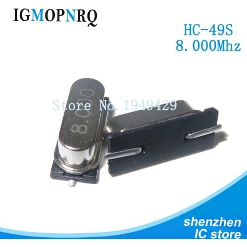 20pcs smd hc-49s 8MHz 8.000mhz 20ppm 20pF quartz resonator crystal