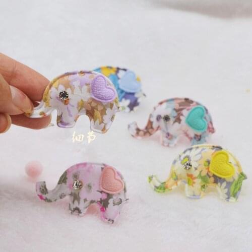 24Pcs/Lot Print Flower Elephant Padded Appliques For Children Hair Clip Accessories And Garment Decoration Patches