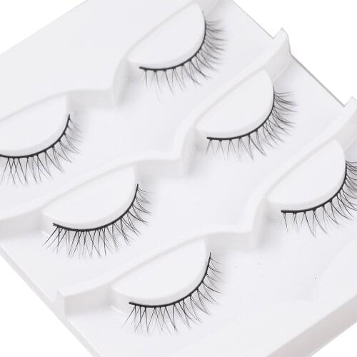 3 Pair Short Cross 3D False Eyelashes Natural Soft Black Mink Hair Eye Lashes Makeup Tools Women Fake Eyelashes