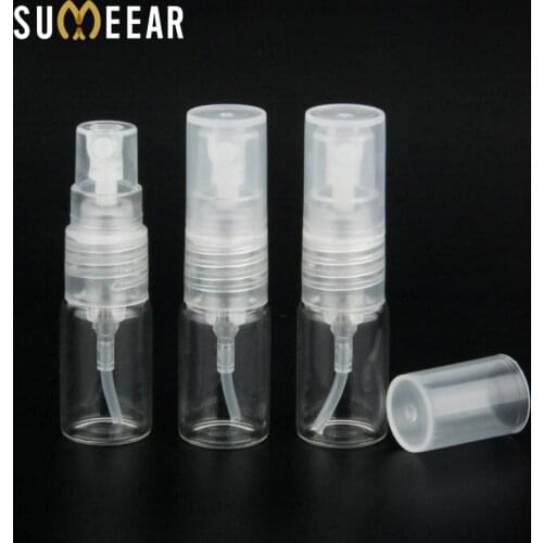 50pcs 2ml Perfume Bottle With Spray&Empty Parfum Mini Portable Transparent Glass Cosmetic Vial With Atomizer For Travel