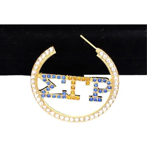 Abadon New Arrival Metal Crystal Greek Letters Sigma Gamma Rho Earrings Sorority Fraternity Stud Earring For Gift