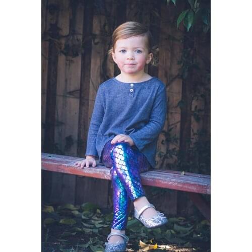 Kid Baby Girl Mermaid Bling Long Pants Babies Fish Scale Leggings Stretchy Pants Pencil Clothing