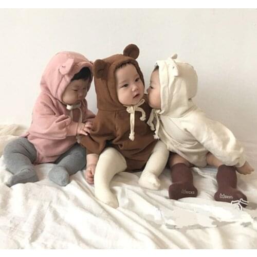 Spring Cute Baby Boys Girls Long Sleeve Little Bear Printing Rompers Jumpsuit Clothes Autumn Kids Baby Boy Girl Clothes Rompers